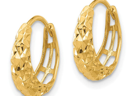 14K Polished Diamond-Cut Hoop Earrings (Style TF2294)