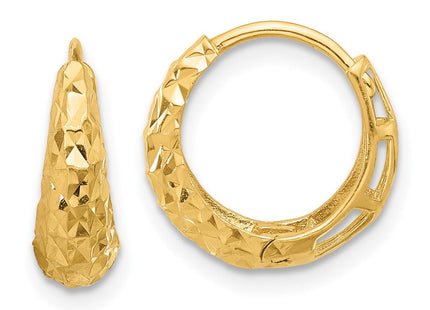 14K Polished Diamond-Cut Hoop Earrings (Style TF2294)