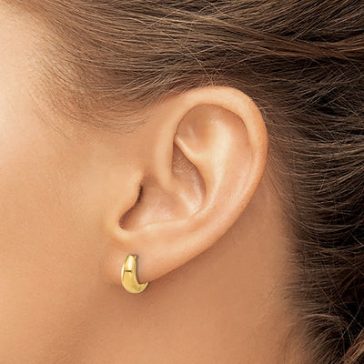 14K Polished Hinged Huggie Hoop Earrings, 10 x 4.5mm
