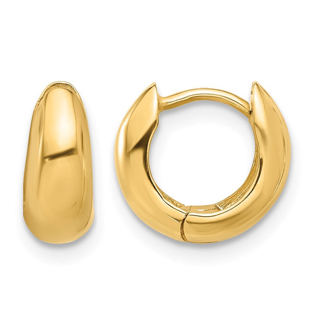 14k Polished Hinged Huggie Hoop Earrings, 10 x 4.5mm