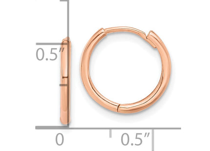 14K Rose Gold Polished Hinged Hoop Earrings (Style TF2301R)