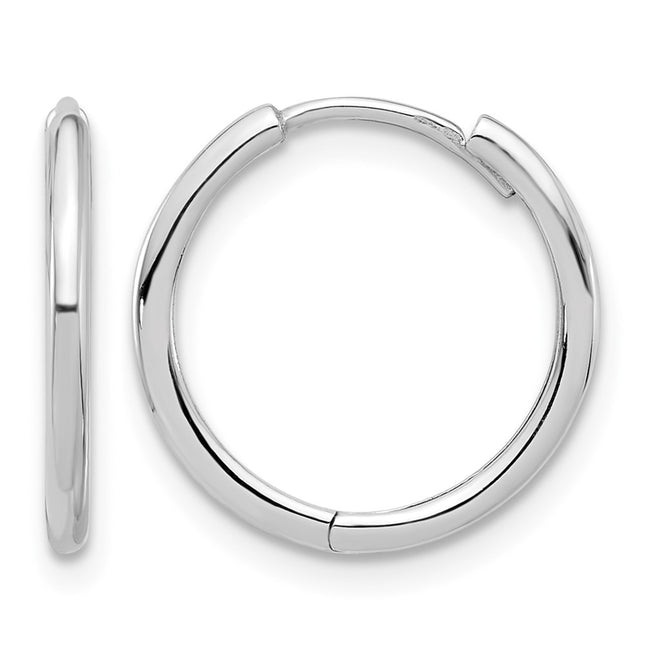 14K White Gold Polished Hinged Hoop Earrings, 15.75 x 1.5mm (302W)