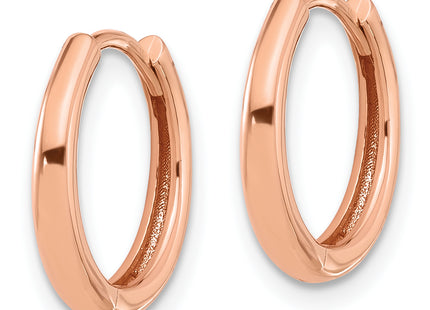 14K Rose Gold Polished Hinged Hoop Earrings, 14.5 x 2.4mm