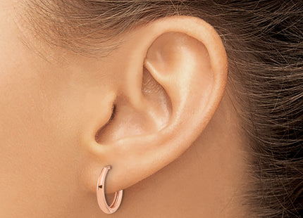 14K Rose Gold Polished Hinged Hoop Earrings, 14.5 x 2.4mm