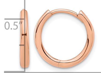 14K Rose Gold Polished Hinged Hoop Earrings, 14.5 x 2.4mm