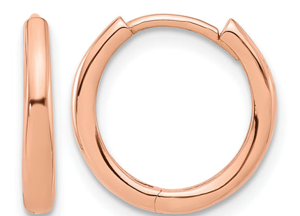 14K Rose Gold Polished Hinged Hoop Earrings, 14.5 x 2.4mm