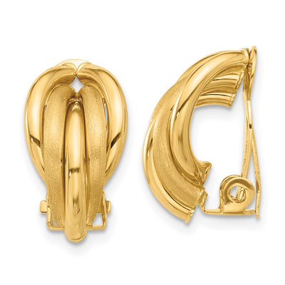 14K Polished and Satin Omega Clip Non-pierced Earrings