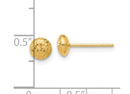 14K Polished and Diamond-cut Button Post Earrings (Style TF2336)