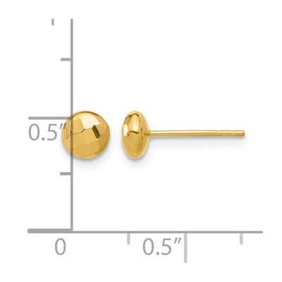14K Polished and Diamond-cut Button Post Earrings, 5.5 x 5.5mm