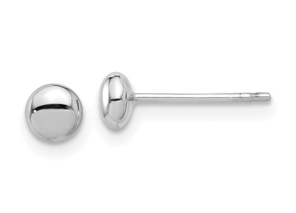 14K White Gold Polished Button Post Earrings (Style TF2339W)