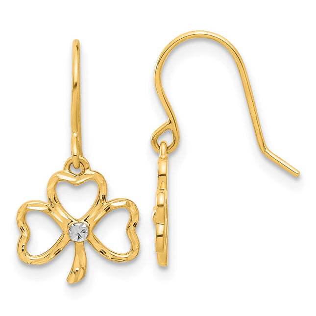 14k Yellow & Rhodium Earrings Style TF2365 - Classique Jewelry Inc.
