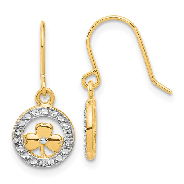 14k Yellow & Rhodium Earrings Style TF2366 - Classique Jewelry Inc.