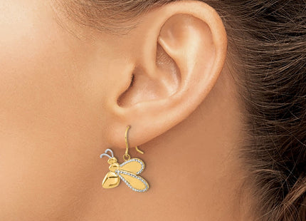 14k Yellow & Rhodium Earrings Style TF2368 - Classique Jewelry Inc.