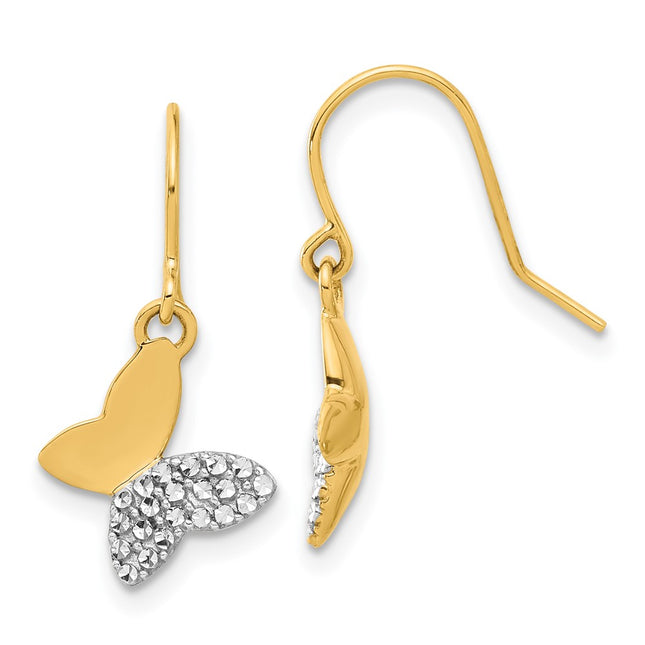 14k Yellow & Rhodium Earrings Style TF2370 - Classique Jewelry Inc.