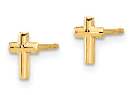 14k Polished Cross Post Earrings, 7.1 x 4.8mm