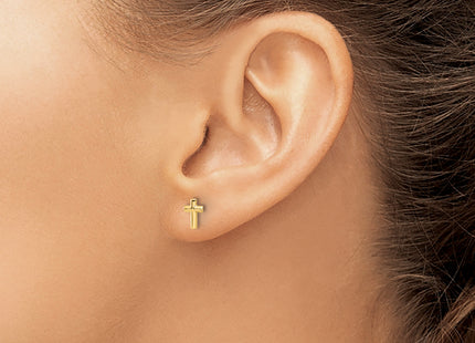 14k Polished Cross Post Earrings, 7.1 x 4.8mm
