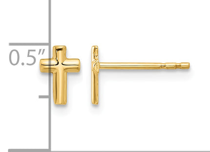14k Polished Cross Post Earrings, 7.1 x 4.8mm
