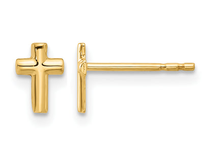 14k Polished Cross Post Earrings, 7.1 x 4.8mm