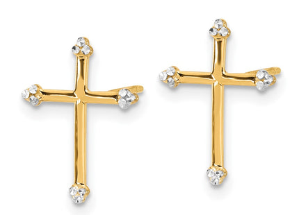 14k Yellow & Rhodium Earrings Style TF2374 - Classique Jewelry Inc.