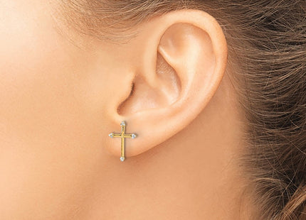 14k Yellow & Rhodium Earrings Style TF2374 - Classique Jewelry Inc.