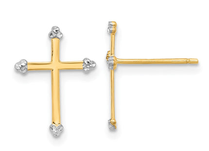 14k Yellow & Rhodium Earrings Style TF2374 - Classique Jewelry Inc.