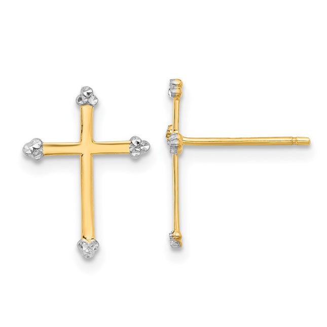 14k Yellow & Rhodium Earrings Style TF2374 - Classique Jewelry Inc.