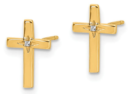 14k Yellow & Rhodium Earrings Style TF2375 - Classique Jewelry Inc.