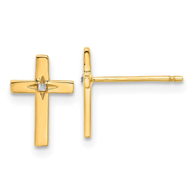 14k Yellow & Rhodium Earrings Style TF2375 - Classique Jewelry Inc.
