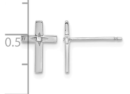 14k White Gold Cross Post Earrings