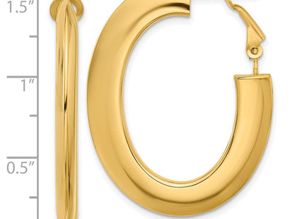14K Polished Knife Edge Oval Hoop Omega Back Earrings (Style TF2377)