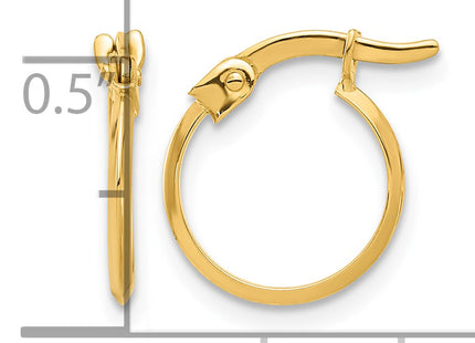 14K Polished Knife Edge Hoop Earrings, 13.75 x 1.1mm
