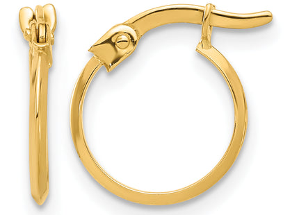 14K Polished Knife Edge Hoop Earrings, 13.75 x 1.1mm