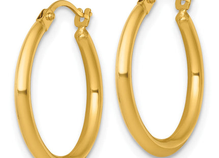 14k Polished 2.00 x Round Tube Hoop Earrings (Style TF2382)