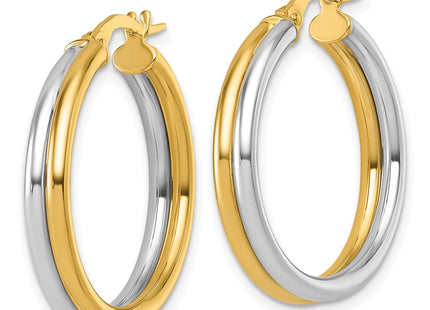 14k Yellow & Rhodium Earrings Style TF2389 - Classique Jewelry Inc.