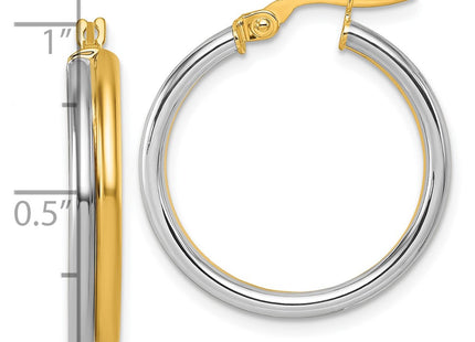 14k Yellow & Rhodium Earrings Style TF2389 - Classique Jewelry Inc.
