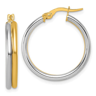 14k Yellow & Rhodium Earrings Style TF2389 - Classique Jewelry Inc.