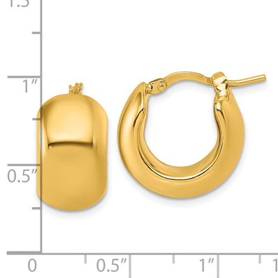 14K Polished x Puffed Round Hoop Earrings