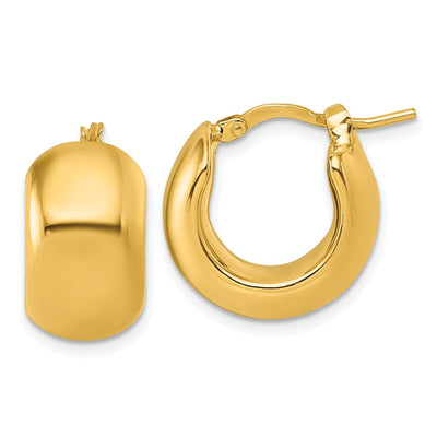 14K Polished x Puffed Round Hoop Earrings