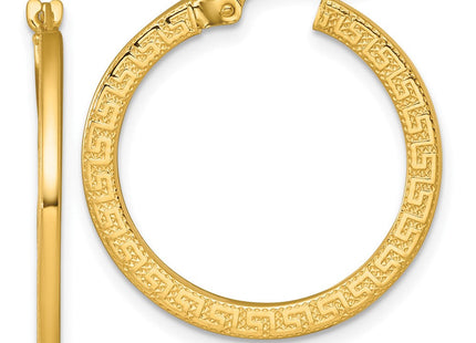 14k Polished 1.5 x Textured Greek Key Hoop Earrings (Style TF2396)