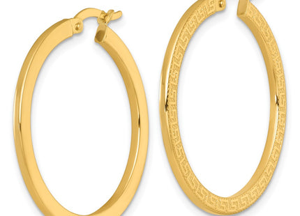 14K gold key hoop earrings, alternate view