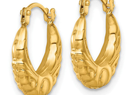 14k Polished Fancy Scalloped Hollow Hoop Earrings (Style TF2398)