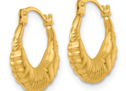 14k Polished Fancy Scalloped Hollow Hoop Earrings, 15.3 x 13mm