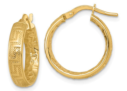 14K gold key hoop earrings