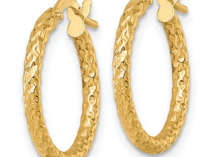14k Polished Diamond-cut Textured 2.00 x Tube Hoop Earrings, 19 x 2mm