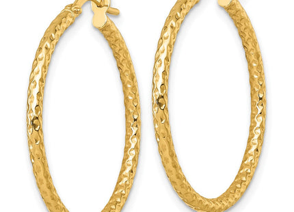 14k Polished Diamond-cut Textured 2.00 x Tube Hoop Earrings (Style TF2410)