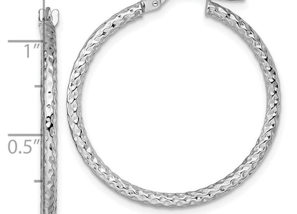 14K white gold hoop earrings, another view