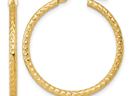 14k Polished Diamond-cut Textured 2.00 x Tube Hoop Earrings (Style TF2410)