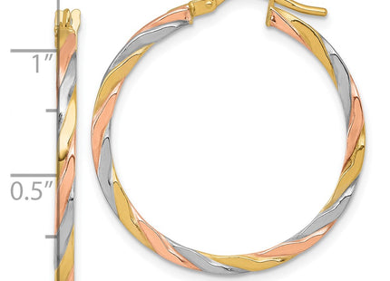 14k Yellow & Rhodium Earrings Style TF2420 - Classique Jewelry Inc.