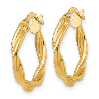 14K Polished Twisted 2.75 x Tube Hoop Earrings, 32 x 2.75mm