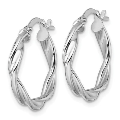 14K White Gold Polished Twisted 2.75 x Tube Hoop Earrings, 20 x 2.75mm